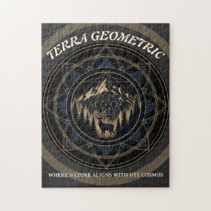 Sacred Geometry Nature Fusion • Mountains & Forest Jigsaw Puzzle