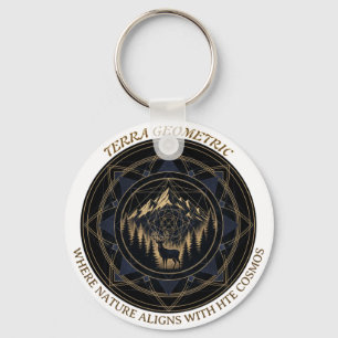 Sacred Geometry Nature Fusion • Mountains & Forest Keychain