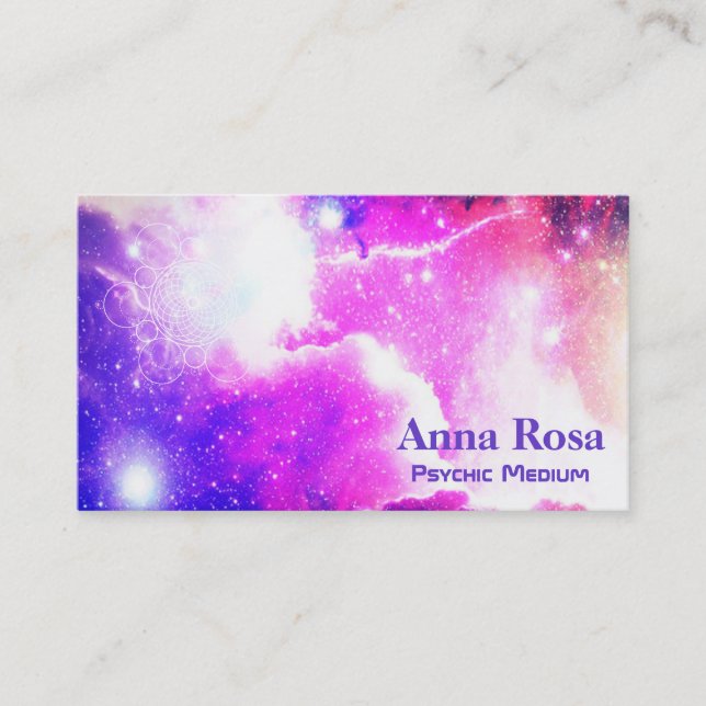 *~* Sacred Geometry Nebula Galaxy Cosmic Business Card (Front)