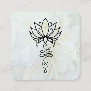 *~* Sacred Geometry . Nirvana Reiki Floral Peony  Square Business Card