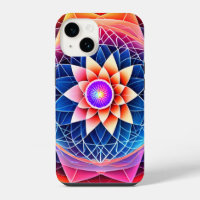 Sacred Geometry Rainbow Mandala Neon Lotus Flower
