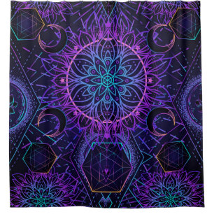 Sacred Geometry seamless pattern. Hindu symbols of