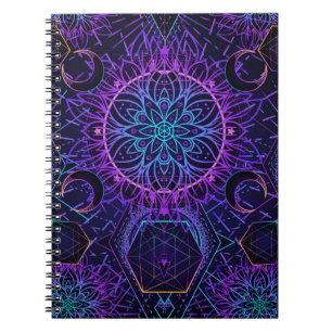 Sacred Geometry seamless pattern. Hindu symbols of Notebook