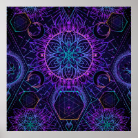 Sacred Geometry seamless pattern. Hindu symbols of