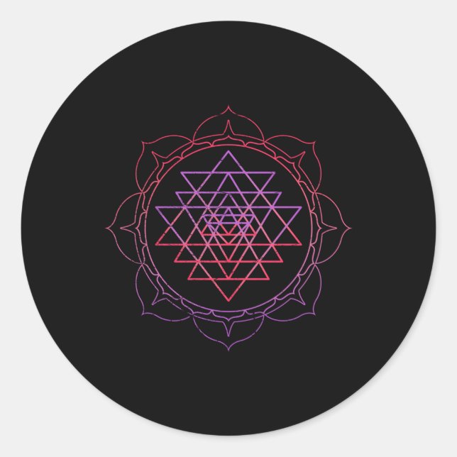 Sacred Geometry Sri Yantra Yoga Lotus Dala Psy Goa Classic Round Sticker (Front)