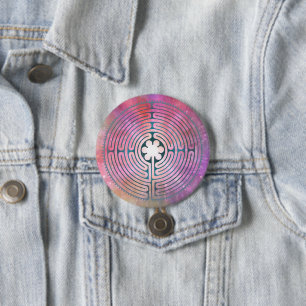 Sacred Geometry Symbol - Chartres Labyrinth 1 3 Inch Round Button
