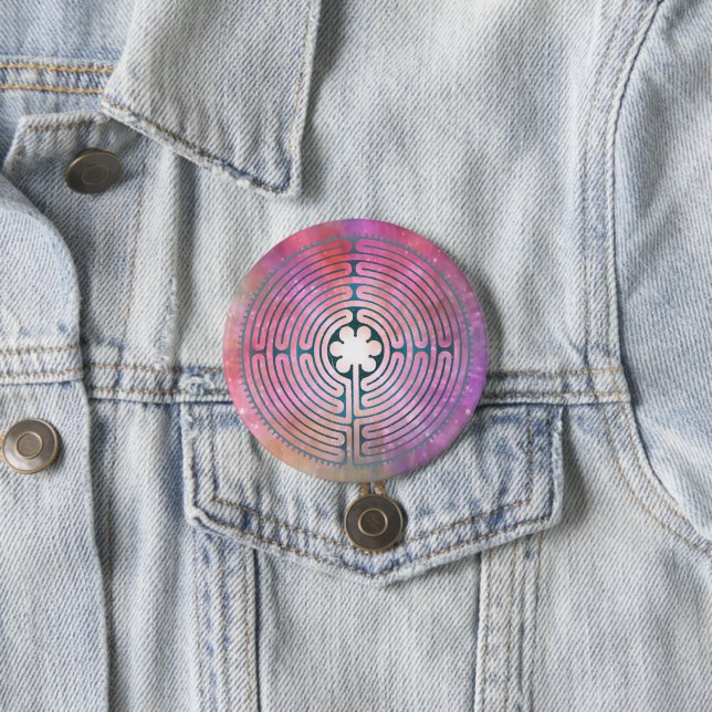 Sacred Geometry Symbol - Chartres Labyrinth 1 3 Inch Round Button (In Situ)