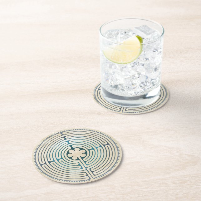 Sacred Geometry Symbol - Chartres Labyrinth 1 Round Paper Coaster (Insitu)
