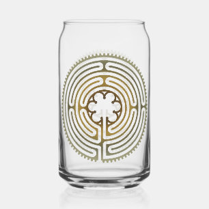 Sacred Geometry Symbol - Chartres Labyrinth 4 Can Glass