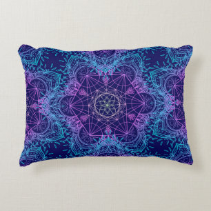Sacred Geometry Symbols in Mandala seamless patter Accent Pillow