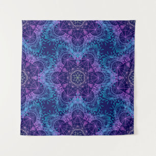 Sacred Geometry Symbols in Mandala seamless patter Tapestry