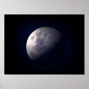 Sacred geometry - The Flower of Life in a moon Poster