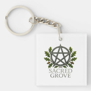 Sacred Grove Pentagram Wiccan  Keychain