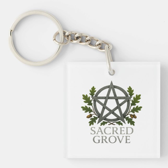 Sacred Grove Pentagram Wiccan  Keychain (Front)
