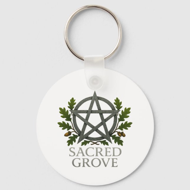 Sacred Grove Pentagram Wiccan  Keychain (Front)