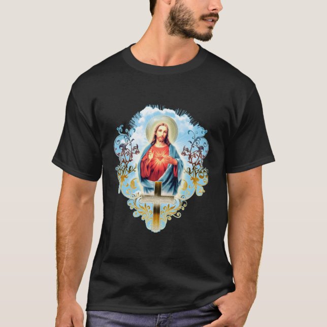 Sacred He Of Jesus Christ Cross Catholic T-Shirt