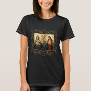 Sacred Heart and Immaculate Heart Picture Jesus an T-Shirt