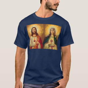 Sacred Heart and Immaculate Heart Picture Jesus an T-Shirt