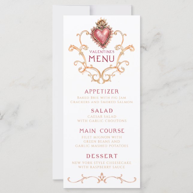 Sacred Heart Baroque Valentine's Dinner Menu (Devant)