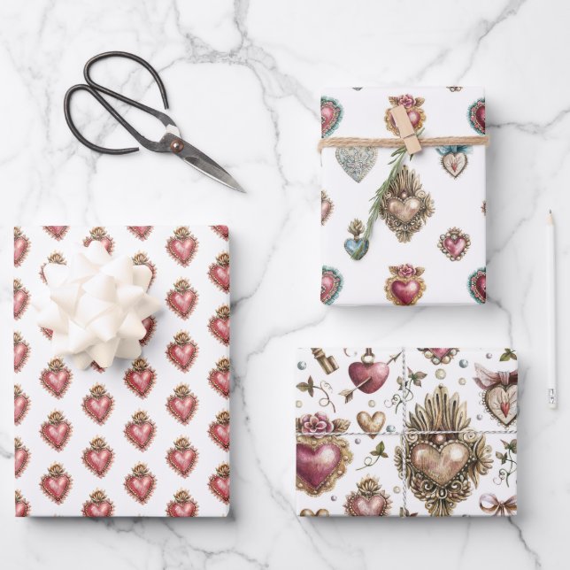 Sacred Heart Baroque Wrapping Paper Sheet (Front)