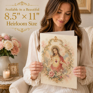 Sacred Heart Birthday Blessings Heirloom Size  Card