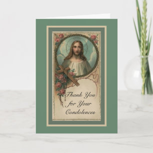 Sacred Heart Catholic Condolence Thank You Card