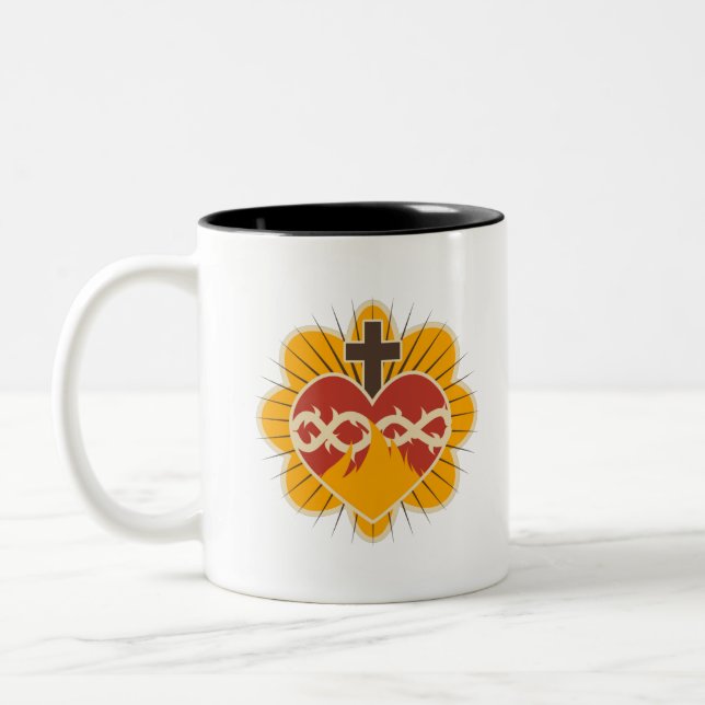 Sacred Heart Catholic Two-Tone Coffee Mug (Left)