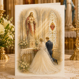 Sacred Heart Catholic Wedding Chapel Ivory Thank You Card
