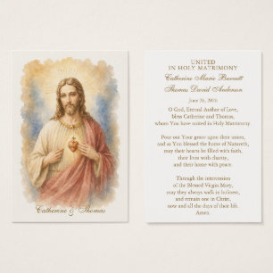 Sacred Heart Catholic Wedding Prayer Keepsake 