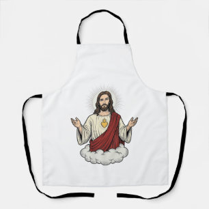 Sacred Heart Devotional Vintage Engraving Design_1 Apron