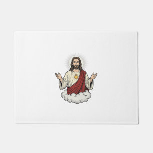 Sacred Heart Devotional Vintage Engraving Design_1 Doormat