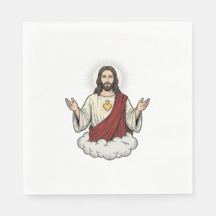 Sacred Heart Devotional Vintage Engraving Design_1 Napkin