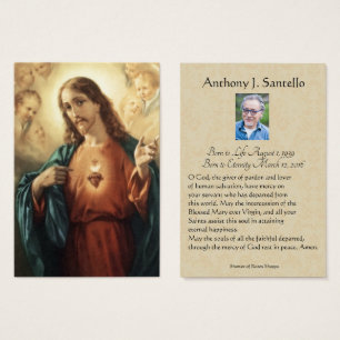 Sacred Heart Funeral Memorial Prayer Holy Card