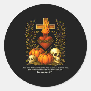 Sacred Heart Halloween Jesus Skulls Pumpkins Chris Classic Round Sticker