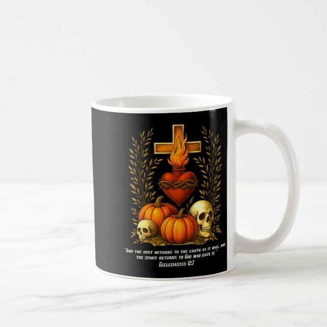 Sacred Heart Halloween Jesus Skulls Pumpkins Chris Coffee Mug (Right)