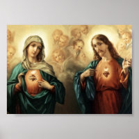 Sacred Heart & Immaculate Heart Poster Print
