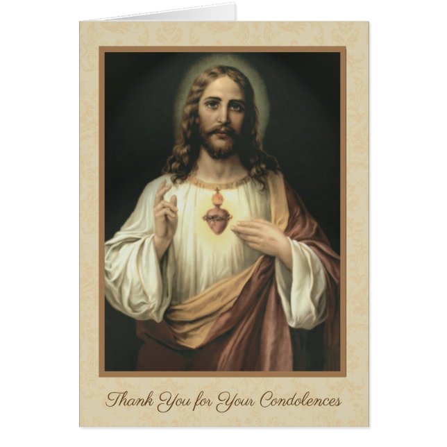 Sacred Heart Jesus Catholic Condolence Thank You (Front)