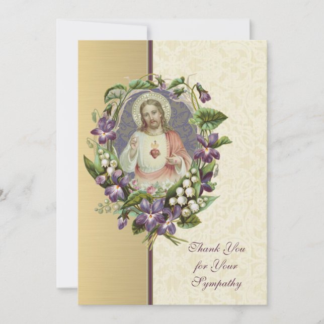 Sacred Heart Jesus Catholic Condolence Thank You (Front)