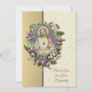 Sacred Heart Jesus Catholic Condolence Thank You Card