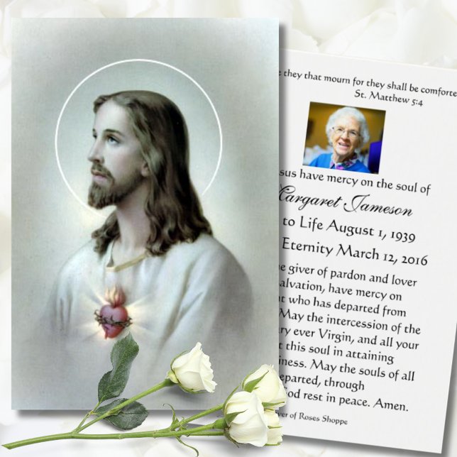 Sacred Heart Jesus Catholic Funeral Prayer Card (Creator Uploaded)