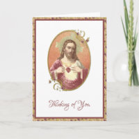Sacred Heart Jesus Floral Vintage Prayer Card