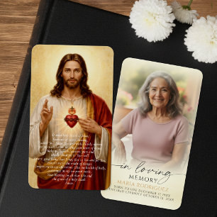 Sacred Heart Jesus Funeral Photo Prayer Cards