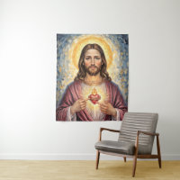 Sacred Heart Jesus Gold Frame Painting Impasto