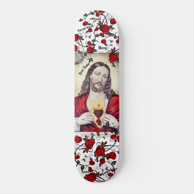 Sacred Heart Jesus Skateboard VOTRE NOM (Recto)