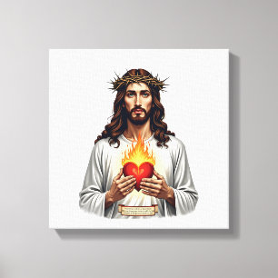 Sacred Heart Jesus Vintage Engraving Faith Shirt ( Canvas Print