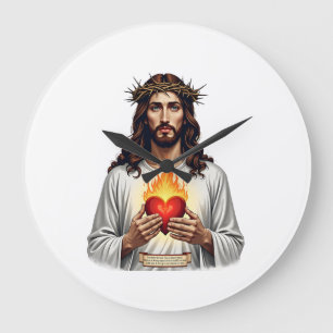 Sacred Heart Jesus Vintage Engraving Faith Shirt ( Large Clock