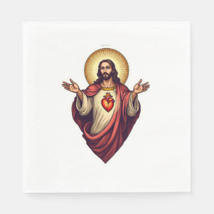 Sacred Heart Jesus Vintage Engraving Tee 2 Napkin