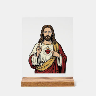 Sacred Heart Jesus Vintage Engraving Vector Art_1 Acrylic Sign