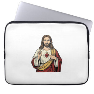Sacred Heart Jesus Vintage Engraving Vector Art_1 Laptop Sleeve