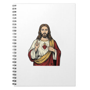 Sacred Heart Jesus Vintage Engraving Vector Art_1 Notebook